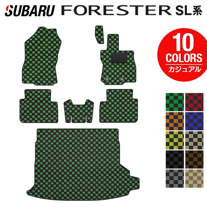 スバル 新型 フォレスター SL系 フロアマット+トランクマット ラゲッジマット ◆カジュアルチェック 日本製 HOTFIELD