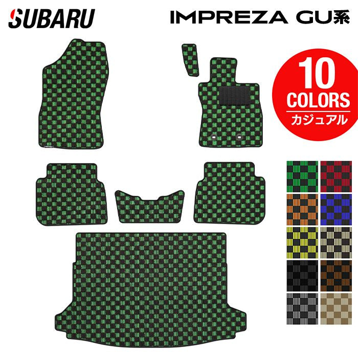 スバル 新型 インプレッサ GU系 フロアマット+トランクマット ラゲッジマット ◆カジュアルチェック 日本製 HOTFIELD