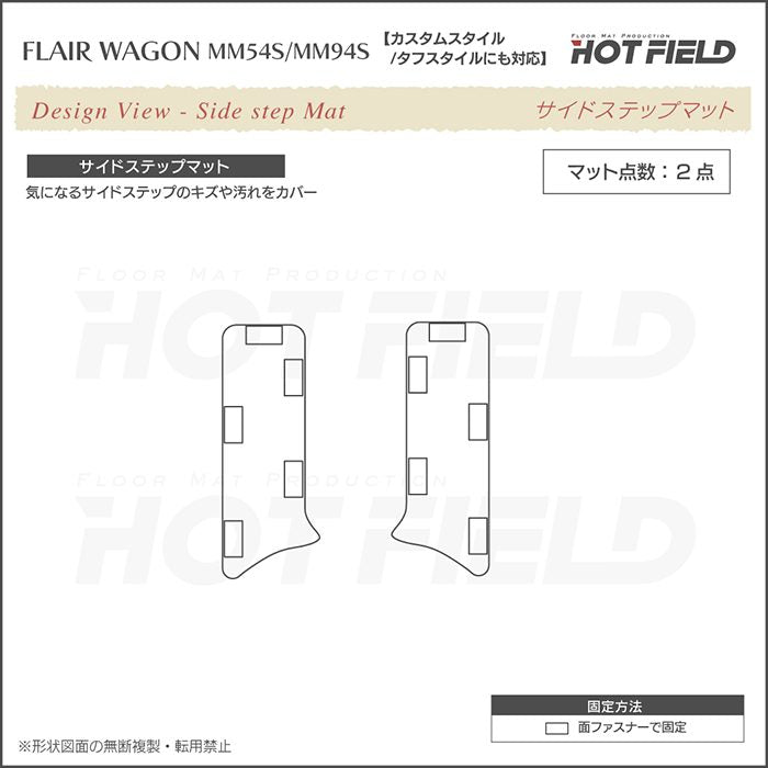 マツダ 新型 フレアワゴン タフスタイルにも対応 MM94S MM54S サイドステップマット ◆ウッド調カーペット 木目 HOTFIELD