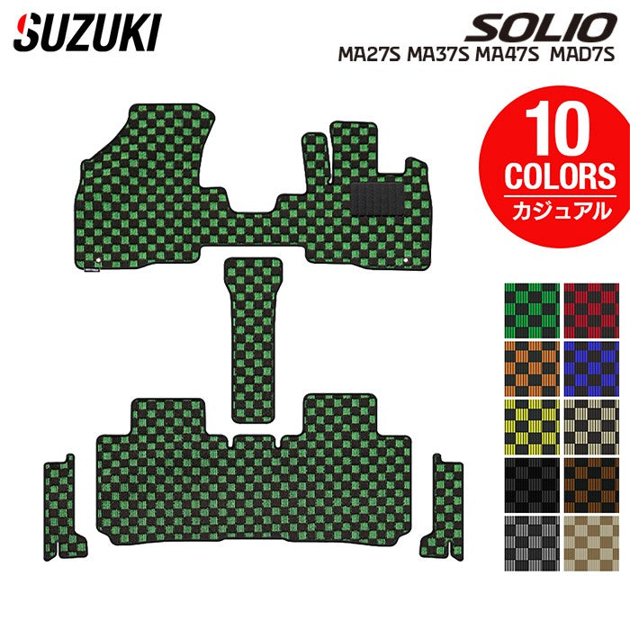 スズキ 新型 ソリオ バンディット対応 MAD7S MA27S MA37S MA47S フロアマット+ステップマット ◆カジュアルチェック HOTFIELD