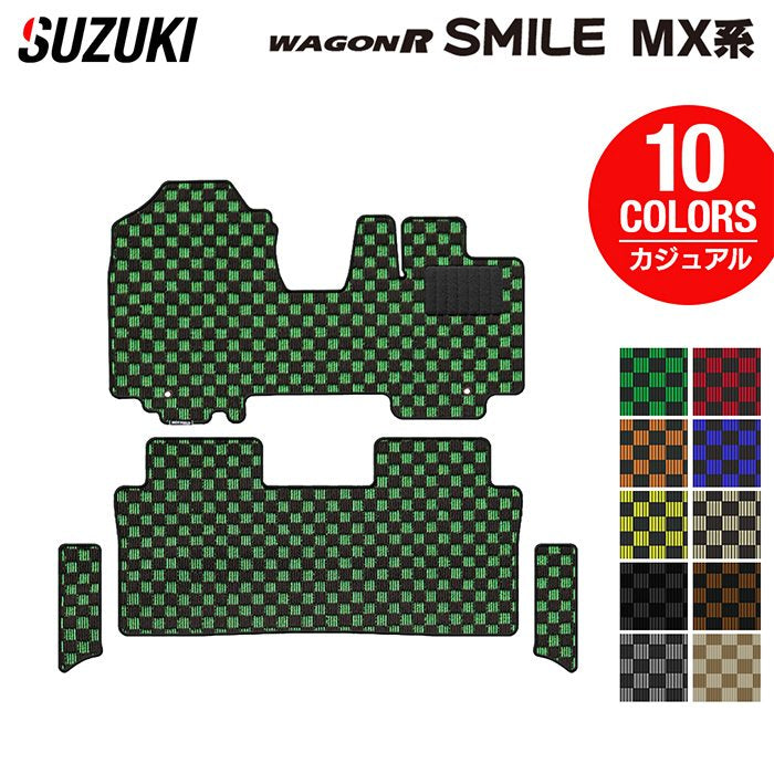 スズキ 新型 ワゴンRスマイル MX系 フロアマット+ステップマット ◆カジュアルチェック HOTFIELD