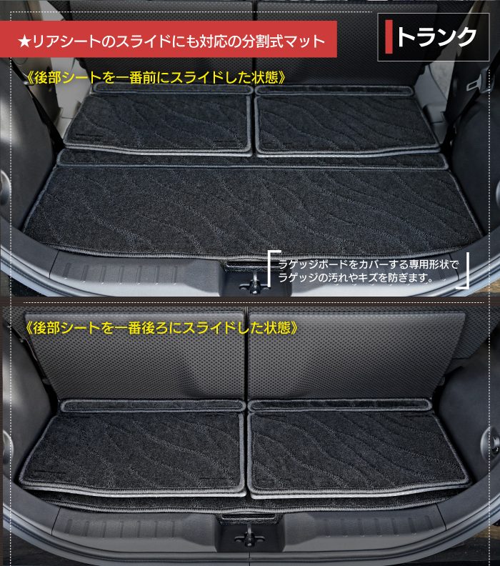 三菱 新型 デリカミニ BA系 フロアマット＋ステップマット＋トランクマット ラゲッジマット ◆ジェネラル HOTFIELD