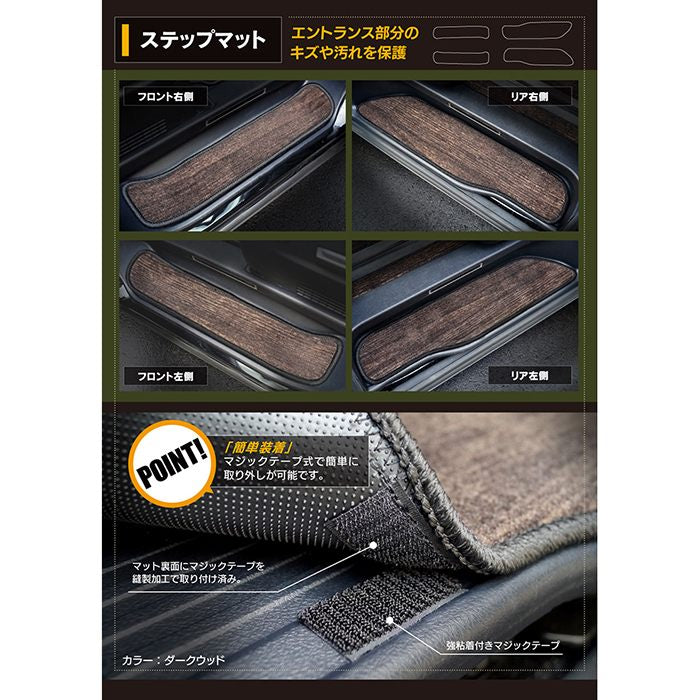 トヨタ 30系 アルファード フロアマット+ステップマット+トランクマット ラゲッジマット ハイブリッド対応 ◆ウッド調カーペット 木目 日本製 HOTFIELD