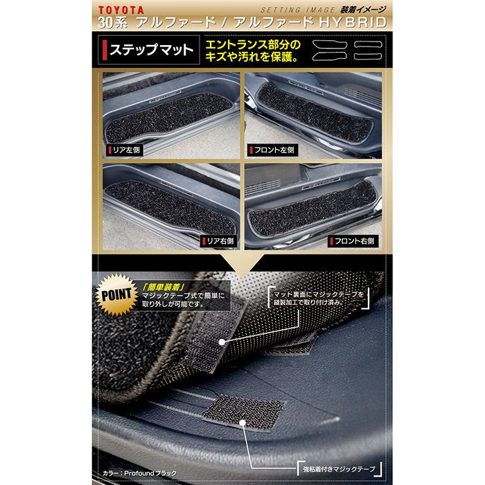 トヨタ 30系 アルファード サイドステップマット ハイブリッド対応 ◆シャギーラグ調 日本製 HOTFIELD