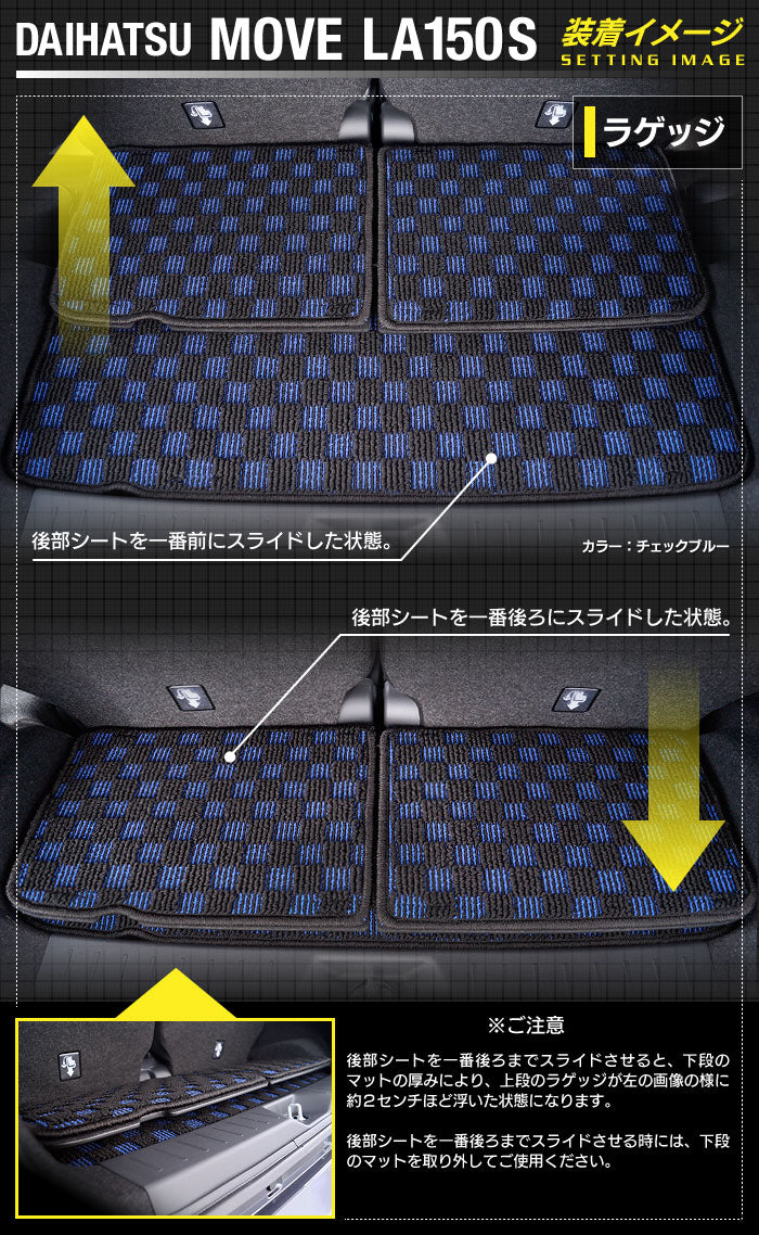 ダイハツ ムーヴ/ムーブカスタム LA150S トランクマット ラゲッジマット ◆カジュアルチェック HOTFIELD