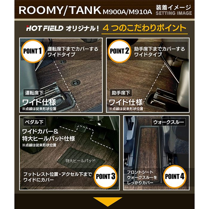 トヨタ ルーミー タンク 900系 フロアマット ◆ウッド調カーペット 木目 日本製 HOTFIELD