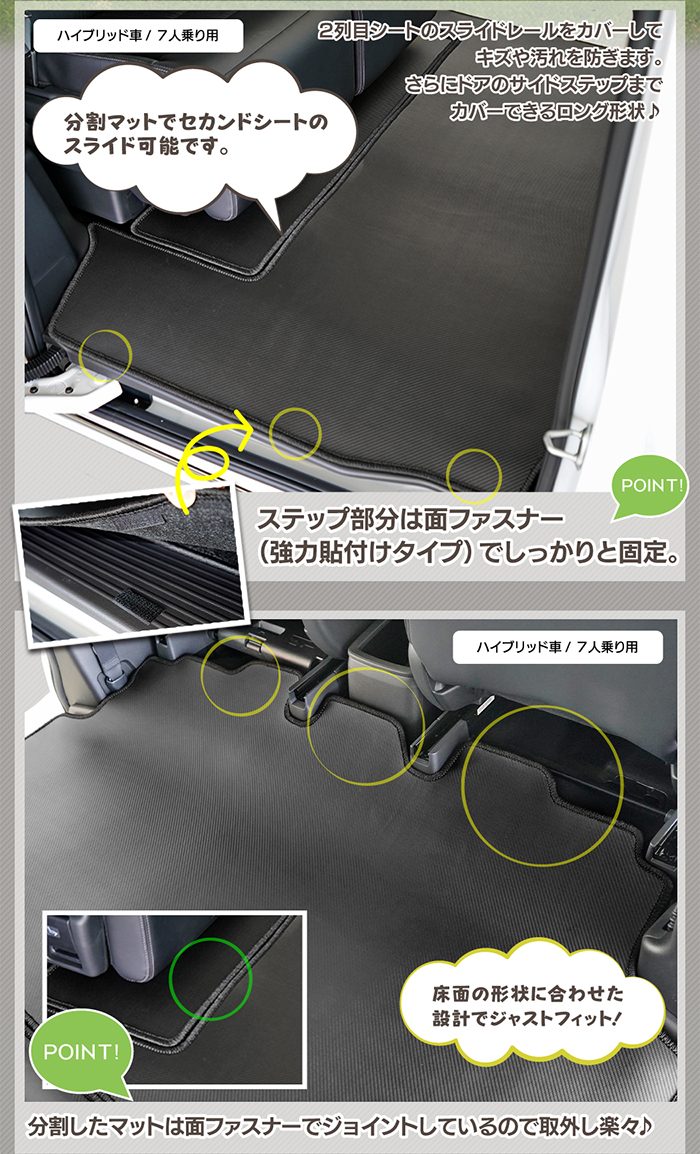 ホンダ ステップワゴン 新型対応 RP6/RP7/RP8 スパーダ エアー e:HEV セカンドラグマット ◆カーボンファイバー調 リアルラバー 日本製 HOTFIELD