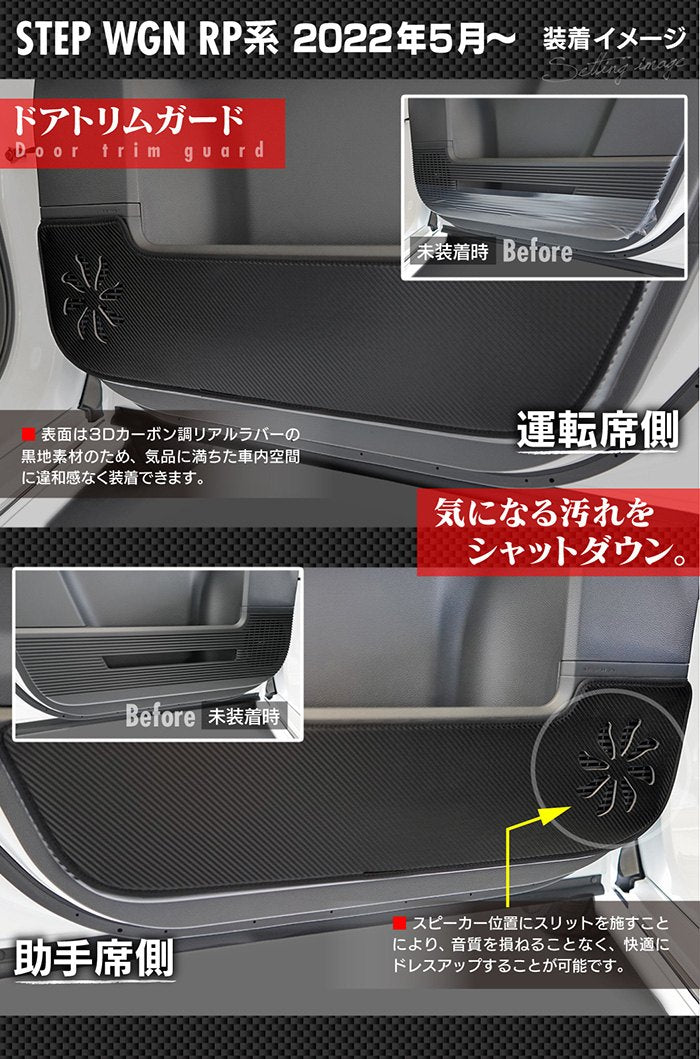 ホンダ ステップワゴン 新型対応 RP6/RP7/RP8 スパーダ エアー e:HEV ドアトリムガード+グローブボックスガード+サイドカバーマット ◆キックガード HOTFIELD