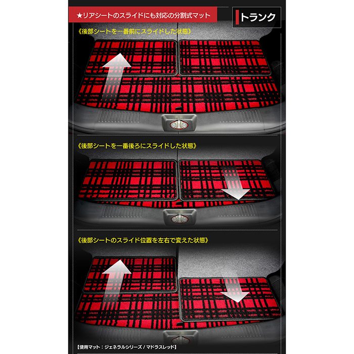 スズキ 新型 ワゴンRスマイル MX系 フロアマット+ステップマット+トランクマット ラゲッジマット ◆ジェネラル 日本製 HOTFIELD
