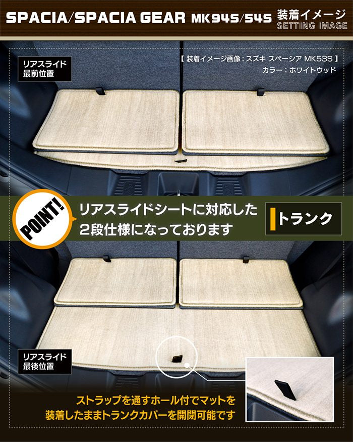 スズキ 新型 スペーシア スペーシアギア MK94S MK54S トランクマット ラゲッジマット ◆ウッド調カーペット 木目 日本製 HOTFIELD
