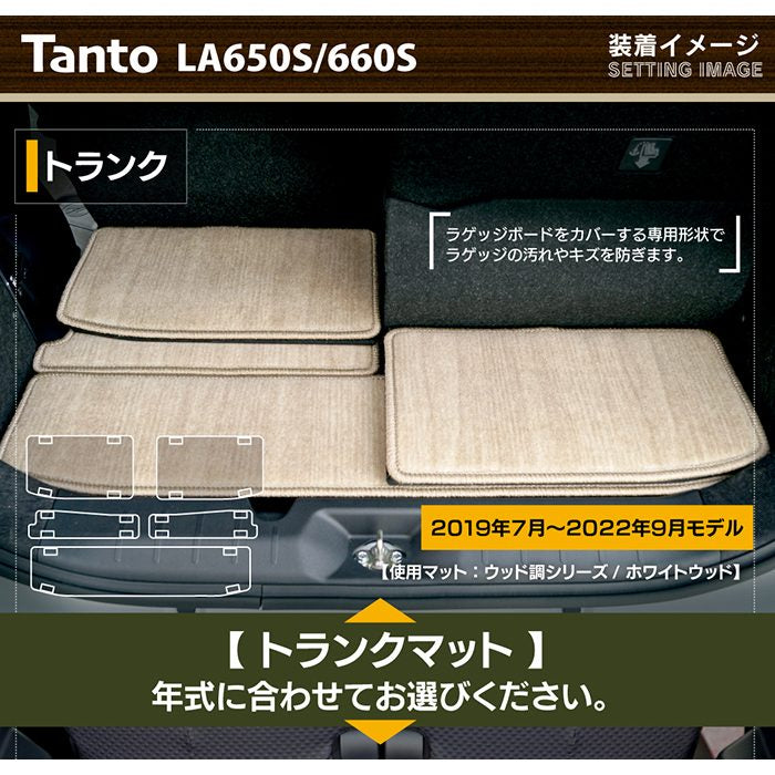 ダイハツ 新型 タント タントカスタム トランクマット ラゲッジマット LA650S LA660S タントファンクロス ◆ウッド調カーペット 木目 日本製 HOTFIELD