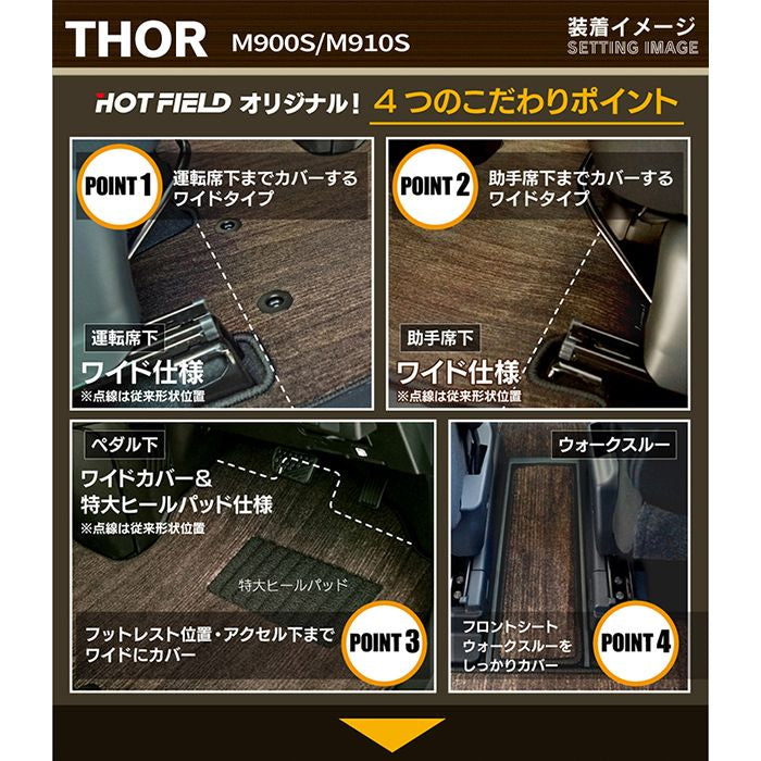 ダイハツ トール THOR 900系 フロアマット ◆ウッド調カーペット 木目 日本製 HOTFIELD