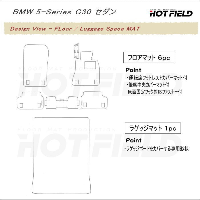 BMW 5シリーズ G30 セダン フロアマット+トランクマット ラゲッジマット ◆カジュアルチェック 日本製 HOTFIELD