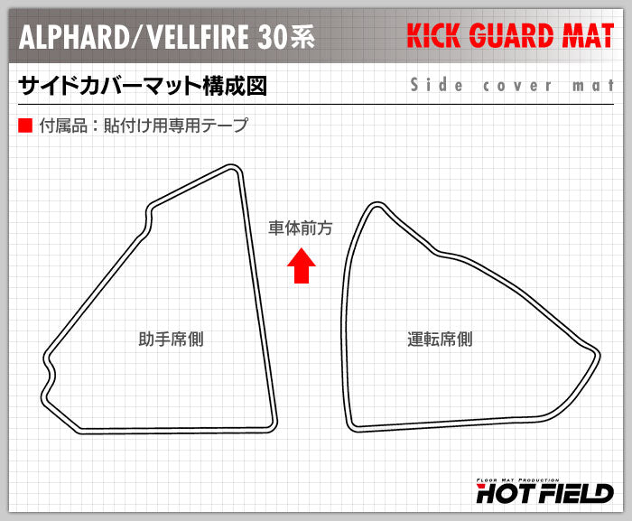 トヨタ アルファード ヴェルファイア 30系 フロントサイドカバーマット ◆ キックガード HOTFIELD 【Y】