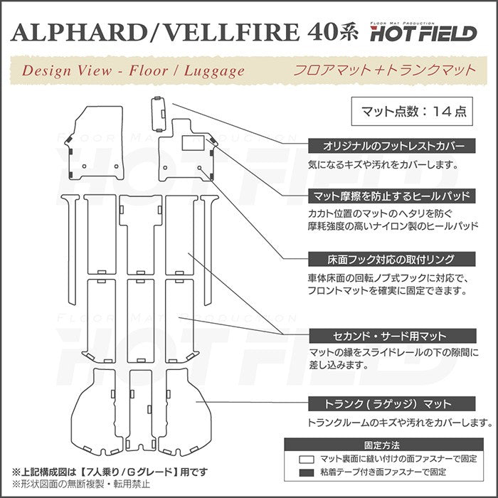 トヨタ 新型 アルファード ヴェルファイア 40系 2026年6月～にも対応 フロアマット＋トランクマット ラゲッジマット ◆シャギーラグ調 日本製 HOTFIELD