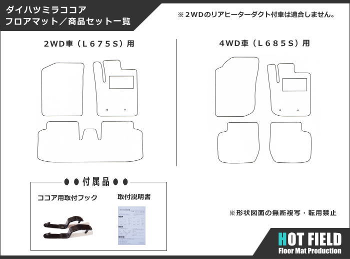 ダイハツ ミラココア フロアマット ◆カジュアルチェック 日本製 HOTFIELD