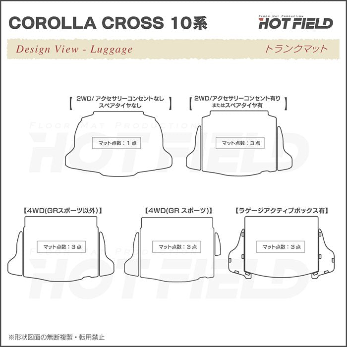 トヨタ 新型 カローラクロス 10系 2025年5月～対応 トランクマット ラゲッジマット  ◆カーボンファイバー調 リアルラバー 日本製 HOTFIELD