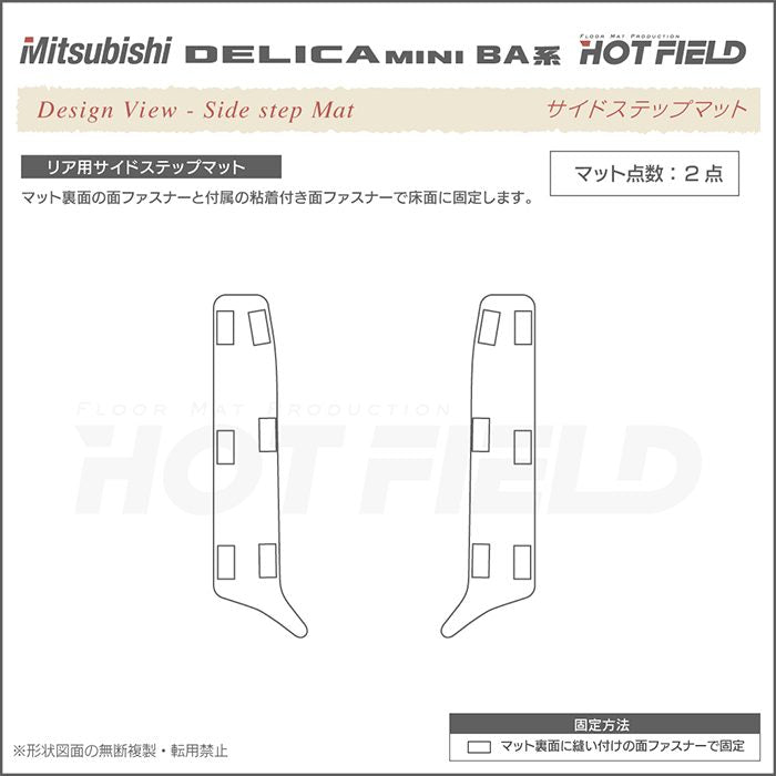 三菱 新型 デリカミニ BA系 リア用サイドステップマット ◆カジュアルチェック HOTFIELD
