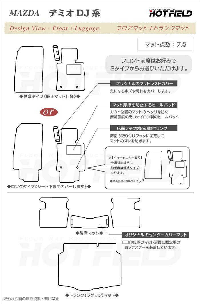 マツダ DEMIO デミオ DJ系 フロアマット+トランクマット ラゲッジマット ◆カジュアルチェック 日本製 HOTFIELD