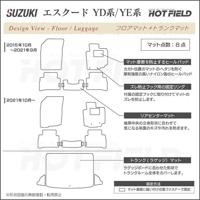スズキ エスクード YD系 YE系 フロアマット+トランクマット ラゲッジマット ◆カジュアルチェック 日本製 HOTFIELD
