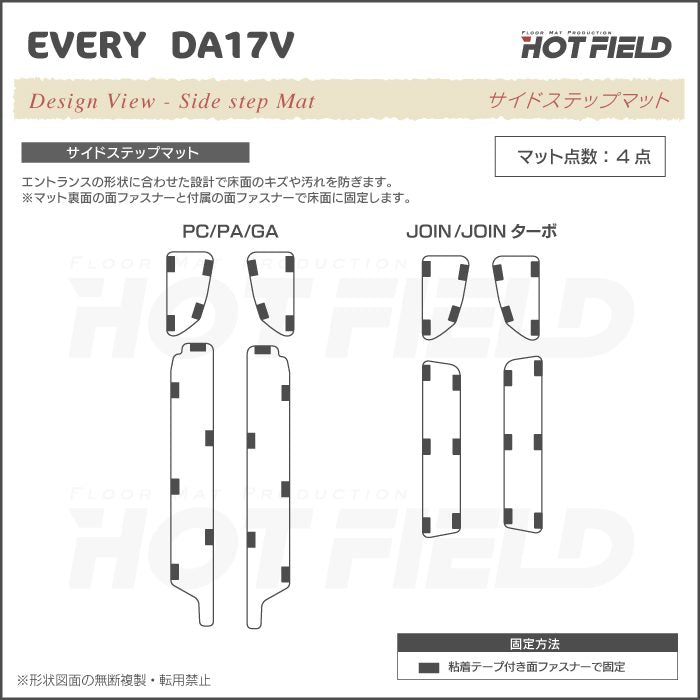 スズキ エブリィバン DA17V フロアマット+ステップマット+トランクマット ラゲッジマット ◆重厚Profound HOTFIELD