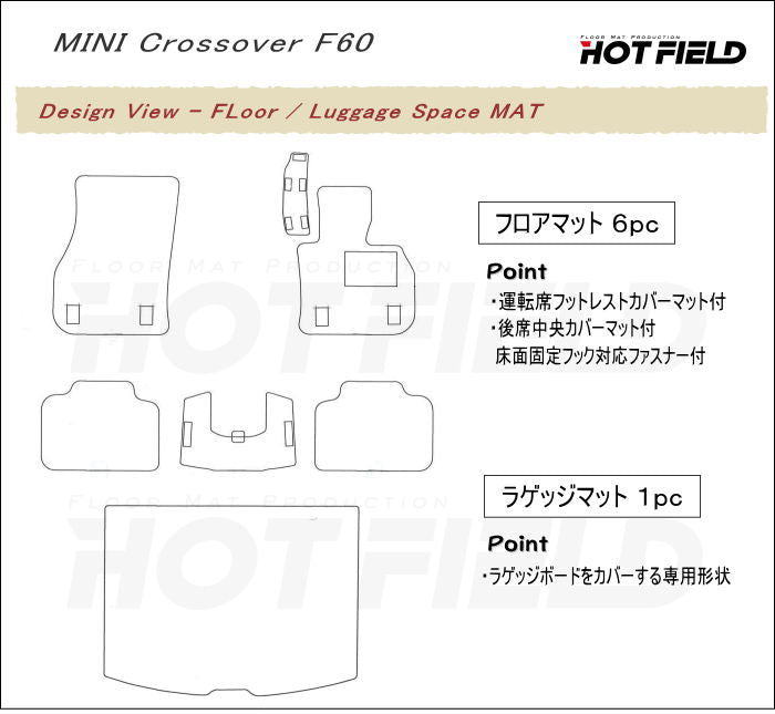 MINI ミニ クロスオーバー F60 フロアマット+トランクマット ラゲッジマット ◆カジュアルチェック HOTFIELD