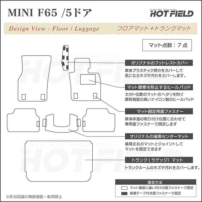 MINI ミニ 新型 F65 フロアマット＋トランクマット ラゲッジマット ◆カジュアルチェック 日本製 HOTFIELD