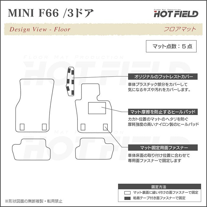 MINI ミニ 新型 F66 フロアマット ◆カジュアルチェック HOTFIELD