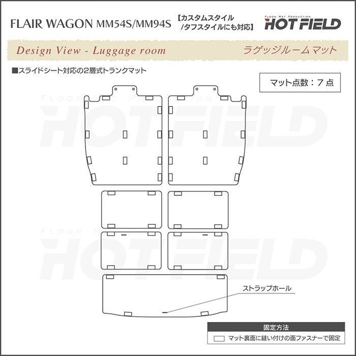マツダ 新型 フレアワゴン タフスタイルにも対応 MM94S MM54S ラゲッジルームマット カーボンファイバー調 リアルラバー 送料無料 HOTFIELD