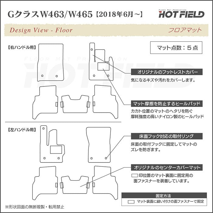 ベンツ Gクラス 新型 (W463・W465) フロアマット ◆カーボンファイバー調 リアルラバー 日本製 HOTFIELD