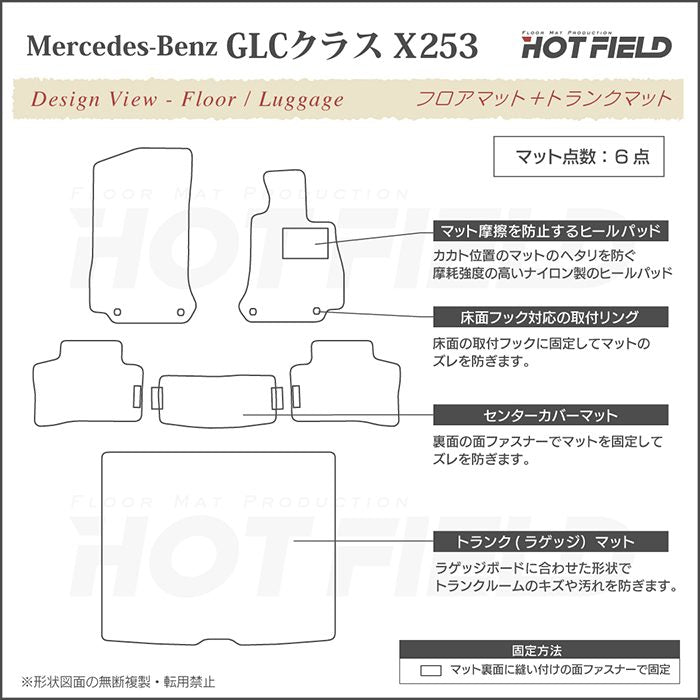 ベンツ GLCクラス (X253) フロアマット+トランクマット ラゲッジマット ◆カジュアルチェック 日本製 HOTFIELD