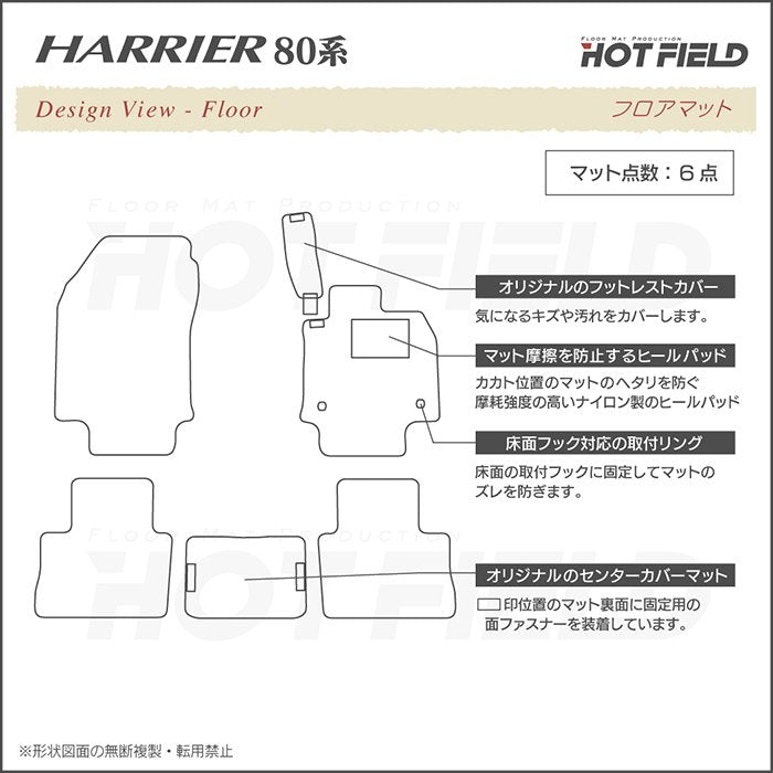 トヨタ 新型 ハリアー 80系 フロアマット ◆ウッド調カーペット 木目 日本製 HOTFIELD