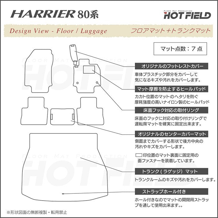 トヨタ 新型 ハリアー 80系 フロアマット+トランクマット ラゲッジマット ◆シャギーラグ調 HOTFIELD