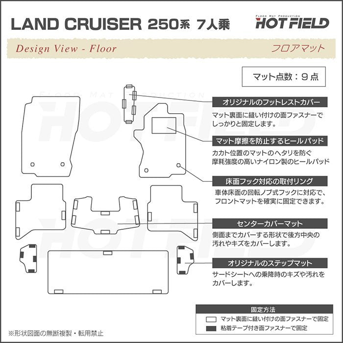 トヨタ 新型 ランドクルーザー 250系 ランクル250 7人乗 フロアマット ◆カジュアルチェック 日本製 HOTFIELD