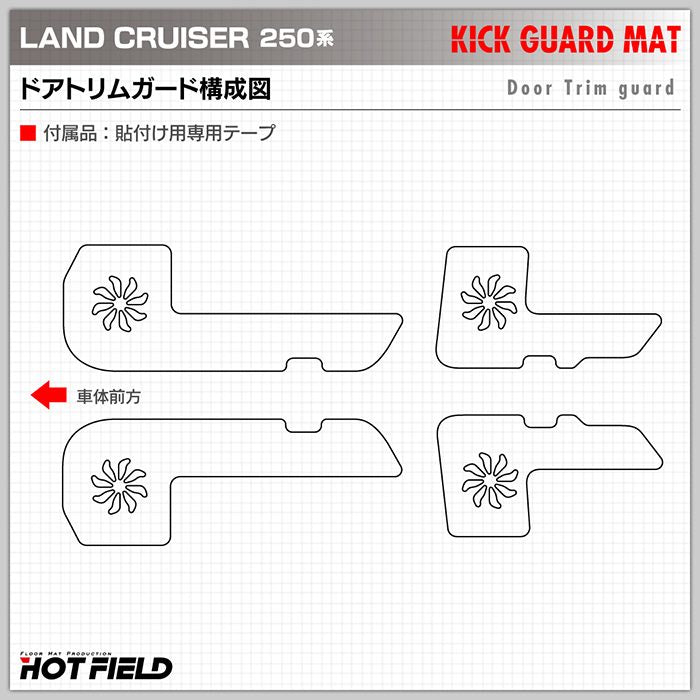 トヨタ 新型 ランドクルーザー 250系 ランクル250 ドアトリムガード＋グローブボックスガード ◆キックガード 日本製 HOTFIELD