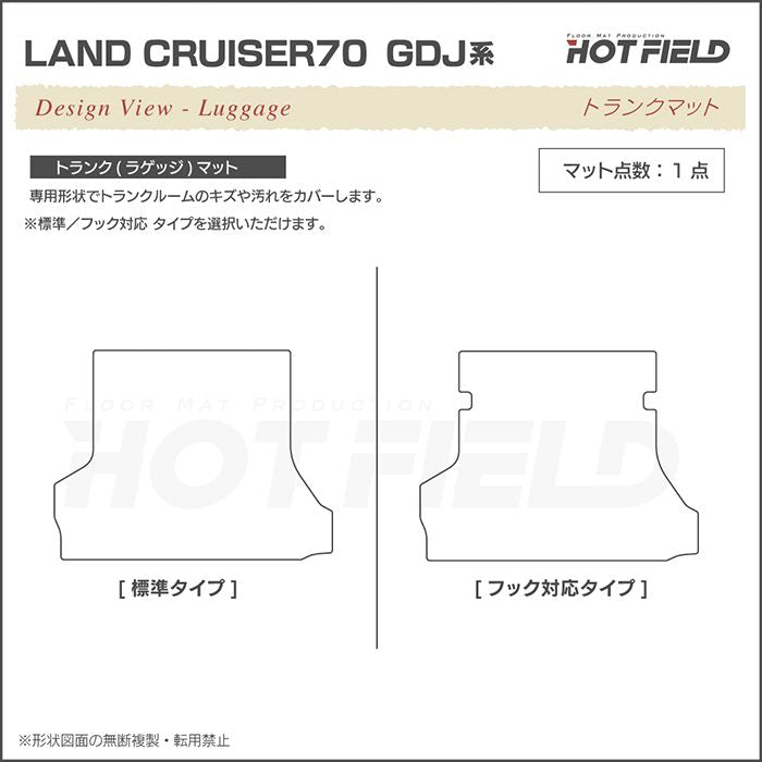 トヨタ 新型 ランドクルーザー 70系 ランクル70 2023年11月～ フロアマット＋トランクマット ラゲッジマット ◆カジュアルチェック 日本製 HOTFIELD
