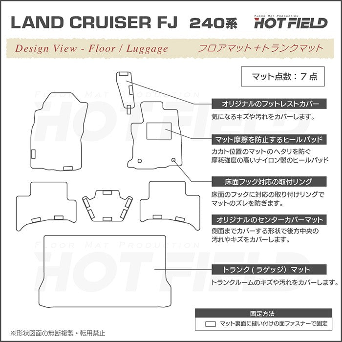 トヨタ 新型 ランドクルーザーFJ 240系 フロアマット＋トランクマット ラゲッジマット ◆ジェネラル 日本製 HOTFIELD