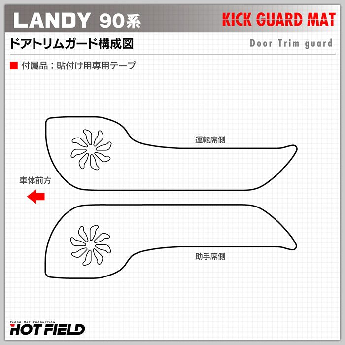 スズキ 新型 ランディ 90系 ドアトリムガード＋グローブボックスガード＋サイドカバーマット ◆キックガード HOTFIELD