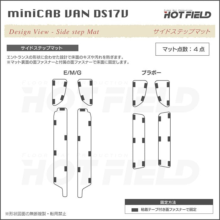 三菱 ミニキャブバン DS17V フロアマット＋ステップマット＋トランクマット ラゲッジマット ◆カジュアルチェック 日本製 HOTFIELD