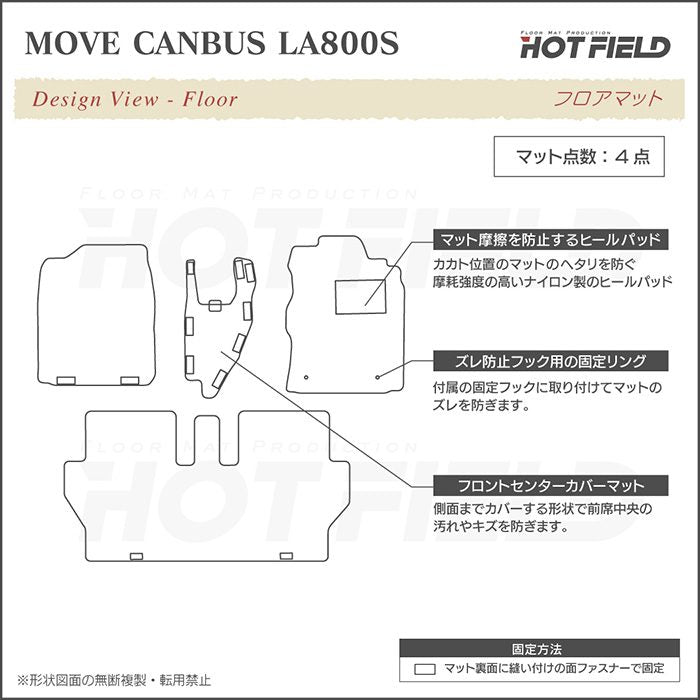 ダイハツ ムーブキャンバス ムーヴキャンバス LA800S LA810S フロアマット 2016年9月～2022年6月対応 ◆シャギーラグ調 日本製 HOTFIELD