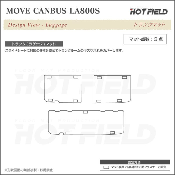 ダイハツ ムーブキャンバス ムーヴキャンバス LA800S LA810S トランクマット ラゲッジマット 2016年9月～2022年6月対応 ◆ウッド調カーペット 木目 HOTFIELD