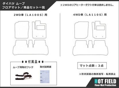 ダイハツ ムーヴ ムーヴカスタム LA100S フロアマット ◇カジュアル