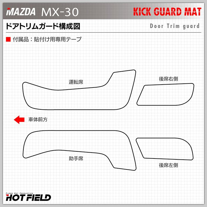 マツダ 新型 MX-30 MX30 DR系 ドアトリムガード+グローブボックスガード ◆キックガード HOTFIELD