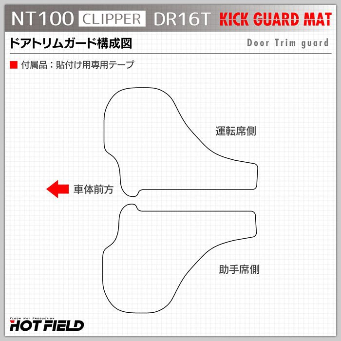 日産 NT100クリッパー DR16T (スズキ キャリー DA16T OEM車) ドアトリムガード ◆キックガード 日本製 HOTFIELD