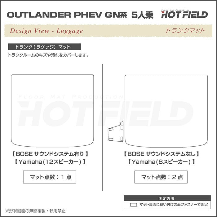 三菱 アウトランダー PHEV GN系 5人乗 2024年10月以降モデルにも対応 フロアマット+トランクマット ラゲッジマット ◆シャギーラグ調 日本製 HOTFIELD