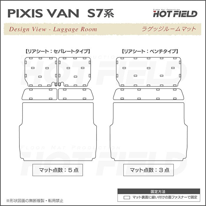 トヨタ 新型対応 ピクシスバン S7系 ラゲッジルームマット 送料無料 日本製 HOTFIELD