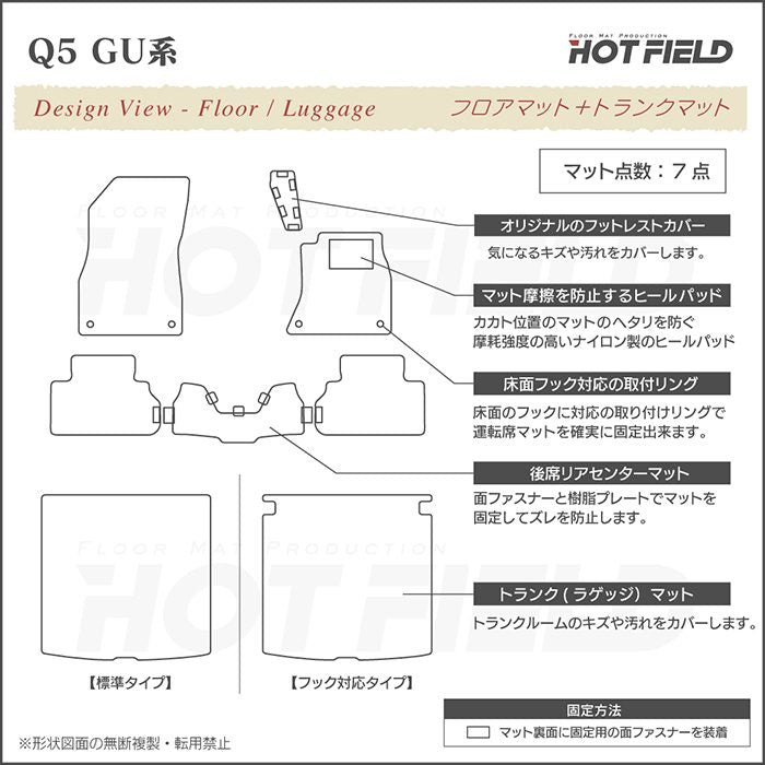 AUDI アウディ 新型 Q5 SQ5 GU系 フロアマット＋トランクマット ラゲッジマット ◆カジュアルチェック HOTFIELD