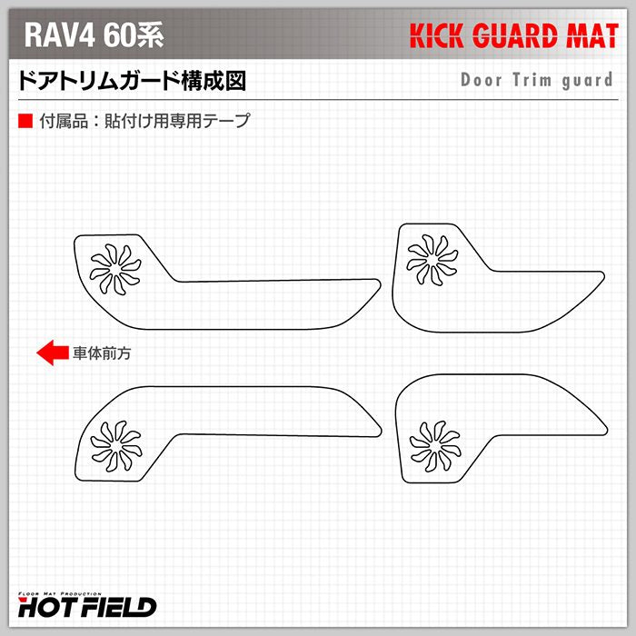 トヨタ 新型 RAV4 60系 PHEVにも対応 ドアトリムガード＋グローブボックスガード ◆キックガード 日本製 HOTFIELD