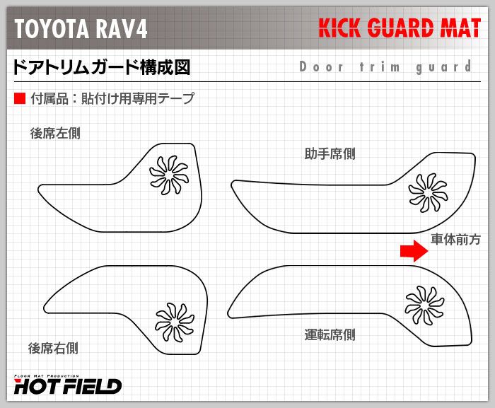 トヨタ 新型対応 RAV4 50系 PHVにも対応 ドアトリムガード◆キックガード HOTFIELD