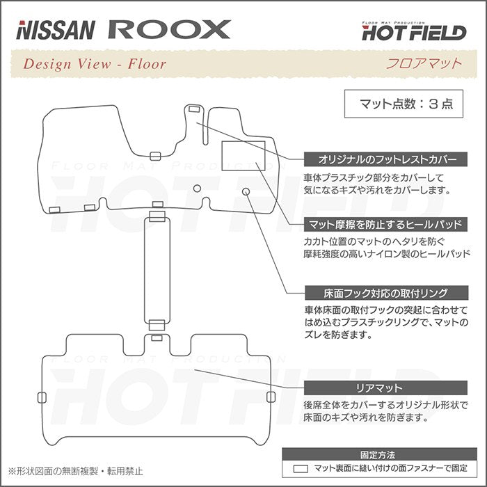 日産 ルークス 40系 フロアマット ◆カーボンファイバー調 リアルラバー HOTFIELD